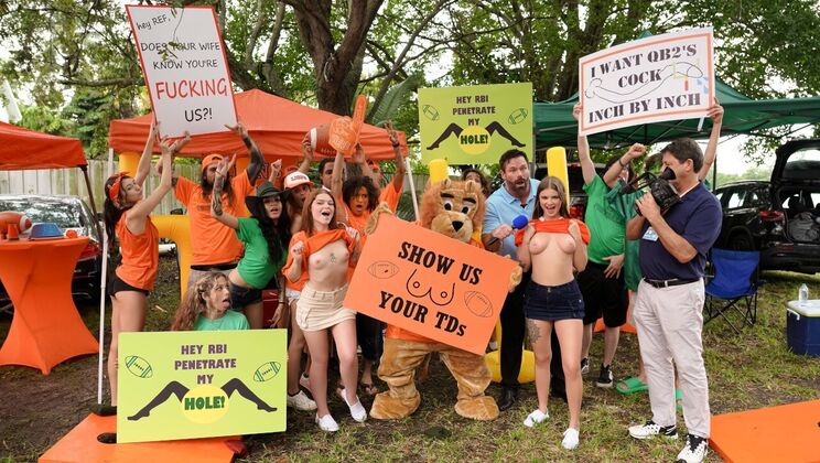 Outdoor Party Fun: Blonde Amateur Gets Facial from GI Joey in Game Day Tail