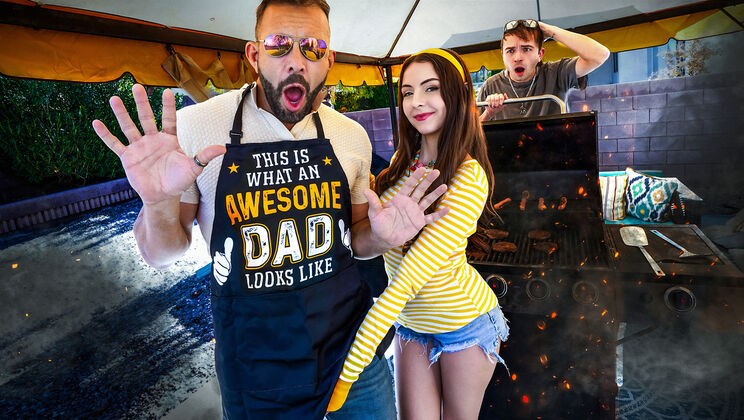 [FamilyStrokes] - BBQ Blowjob: Tiny Girl Services Older Man